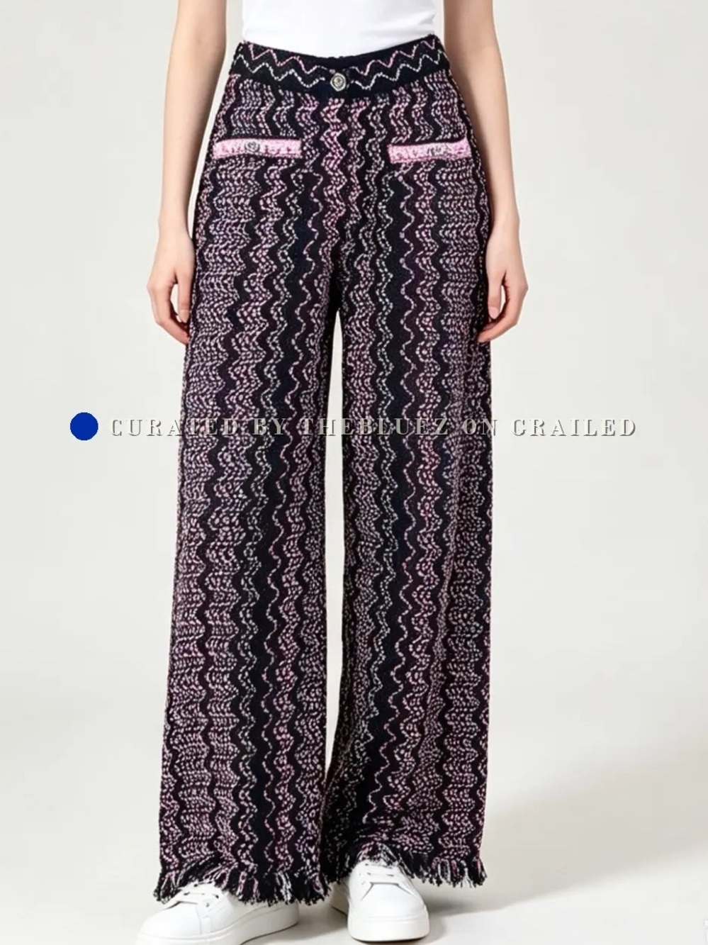 Chanel tweed fringe pants 38